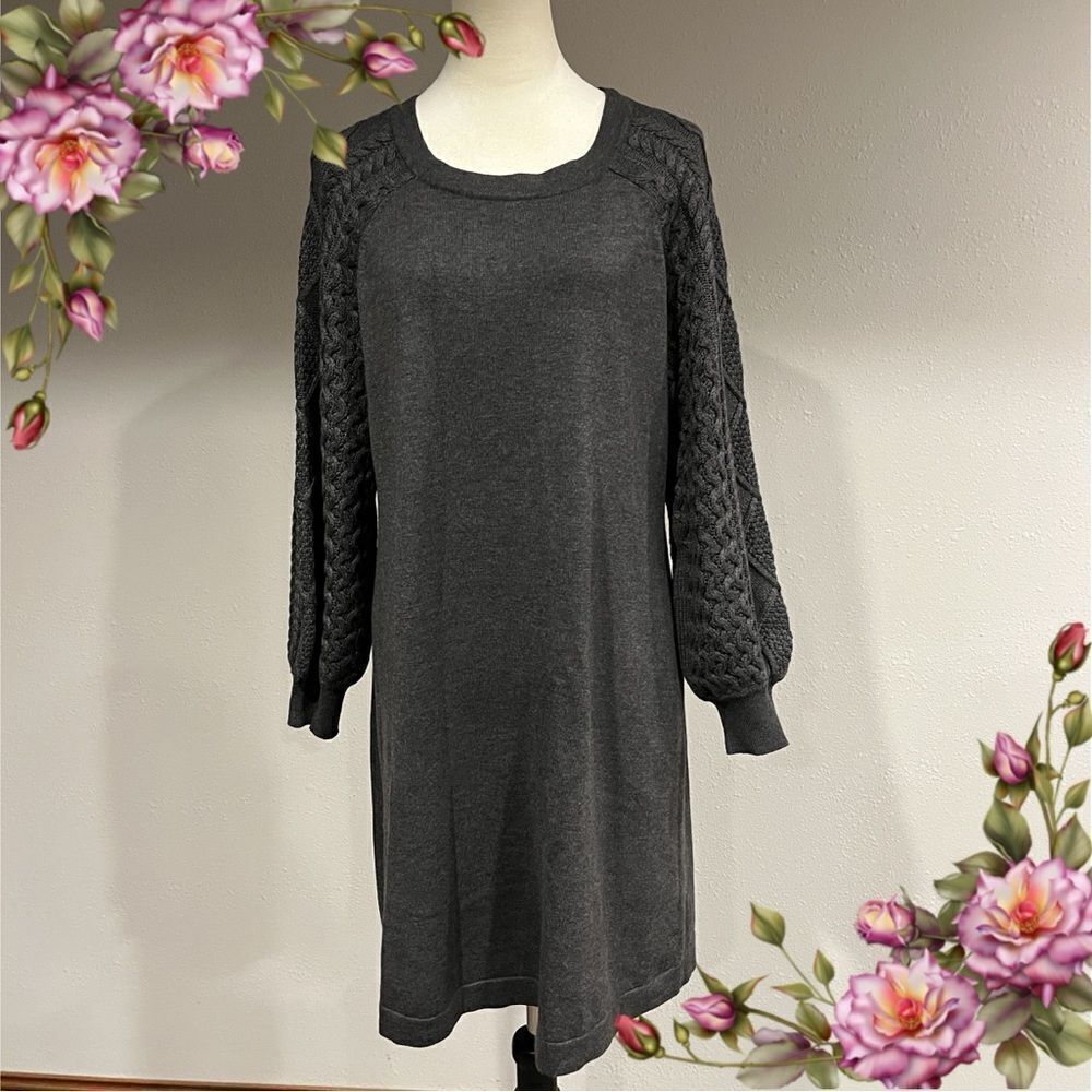 Studio One scoop neck long sleeve‎ a-line loose fit sweater dress size Large